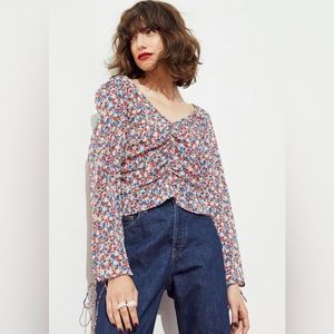 H&M Puffed Sleeve Peplum Blouse